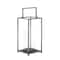 Black Iron Modern Candle Holder Lantern, 16" x 6" x 6"
